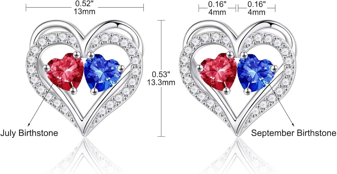 Iefil Valentines Day Gifts for Her - 925 Sterling Silver Birthstone Earrings, Anniversary Birthday Gifts for Women Wife Girlfriend Mom