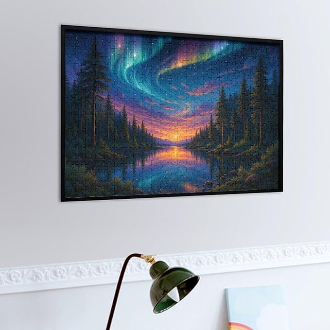 The Quiet Night Forest 500-Piece Wooden Jigsaw Puzzle, Tranquil Nature Scene, Mindful Relaxation, Stress-Relief Puzzle, Adult Puzzle Hobby, Winter Night Decoration
