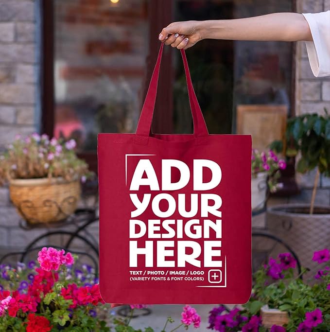 shop4ever Personalized Custom Design Your Own Eco Cotton Tote Reusable Shopping Bag Customizable Gift