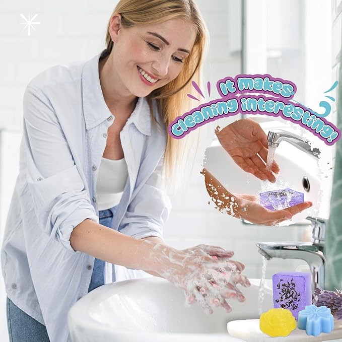 Jcoos Soap Making Kit for Kids, Make Your Own Soap Kit Soap Making Kit Science Kits for Kids, 9 Soap Mold, Soap Base, Scents, Activities Girls Crafts Christmas Gifts