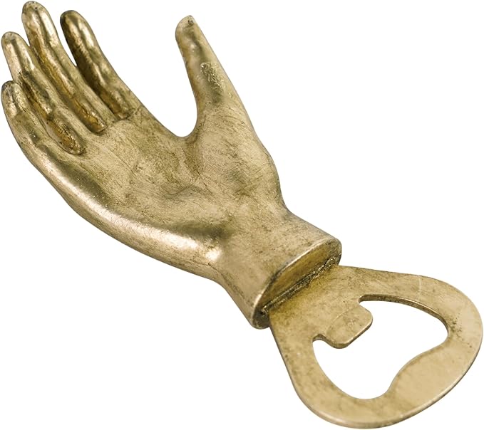 Vintage Hand Shape Beer Bottle Opener Functional Bottle Opening Father's Day Christmas Birthday Gift for Men Husband Father Beer Lovers Funny Metal Decor for Homes Kitchen Man Cave, Gold