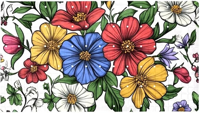 Spring Garden Flowers Leaves and Wild Flowers Bath Tub and Shower Mats, Non Slip Bathmat with Drain Holes and Suction Cups for Bathroom Floor, 15.1 x 26.8 Inch