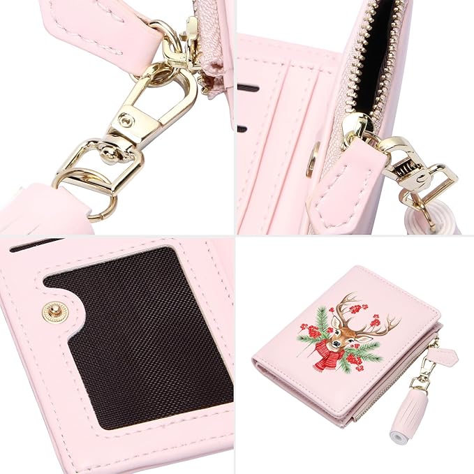 GEEAD Custom Design Small Wallets for Women Bifold Slim Coin Purse Zipper ID Card Holder for Christmas