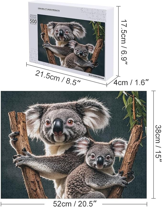 Koala with Baby - 500 Piece Jigsaw Puzzles for Adults，Stress Relieving Game Props Positive Thinking Puzzles Party Entertainment Puzzles for Adults and Teens Toy
