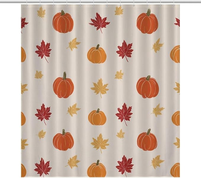 Fall Thanksgiving Pumpkin Shower Curtain Waterproof Washable Fabric Bathroom Shower Curtains for Bathroom Decorations Home Indoor Decor 64x72Inch