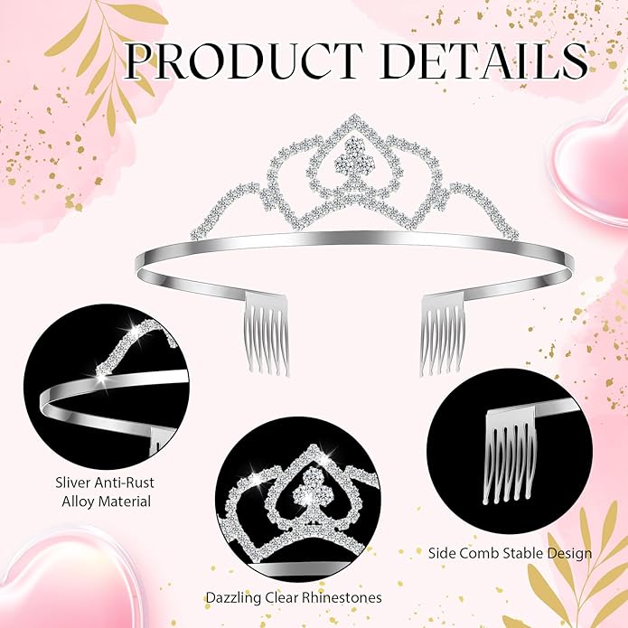 Lyrow 60 Pack Crystal Tiara Crowns Bulk for Women Princess Elegant Tiaras with Combs Rhinestones Crowns Bride Wedding Headbands Birthday Party Headbands