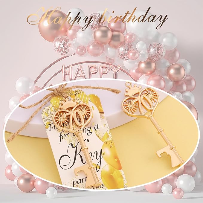 70 Birthday Party Favors Key Bottle Opener, 70th Beer Opener Keychain Favors for Guest with Organza Bags and Tags,Beer Keychain Bottle Openers for Birthday Party Decoration Supplies (gold-70)