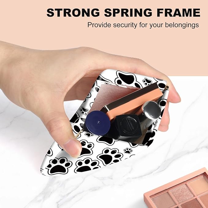 2Pcs PU Leather Small Squeeze Coin Purse Pouch Mini coin Bag Unique And Cute Wallet Cosmetic Bags Change Bag For Women Girls Men Black and white paw prints