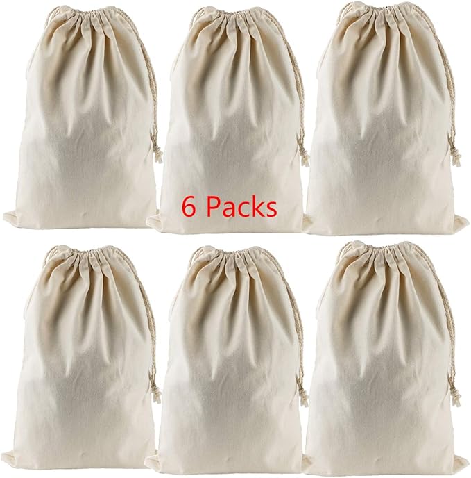 Lanyani 6 Packs Bank Coin Money Cash Bag Sacks, 12" x 17" Canvas Deposit Change Transit Bags with Drawstring, Heavy Duty