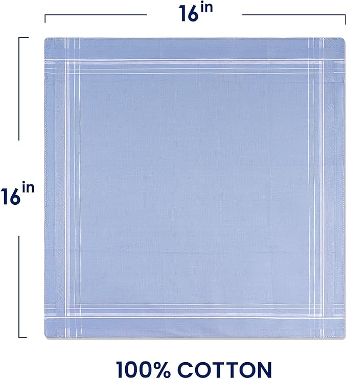 Zenssia Men's Soft Cotton Handkerchiefs Assorted Color with Stripe 6 Piece Gift Set