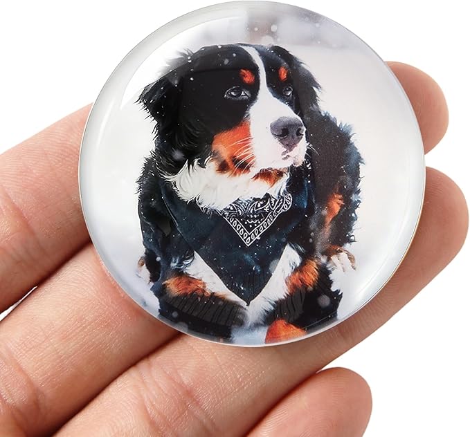Cute Dog Fridge Magnets 4 Pack - WILMIN Round Glass Refrigerator Magnets, Dog Lover Gift with Multiple Color Backgrounds, 1.97 Inch Diameter, Strong Hold Decorative Magnets