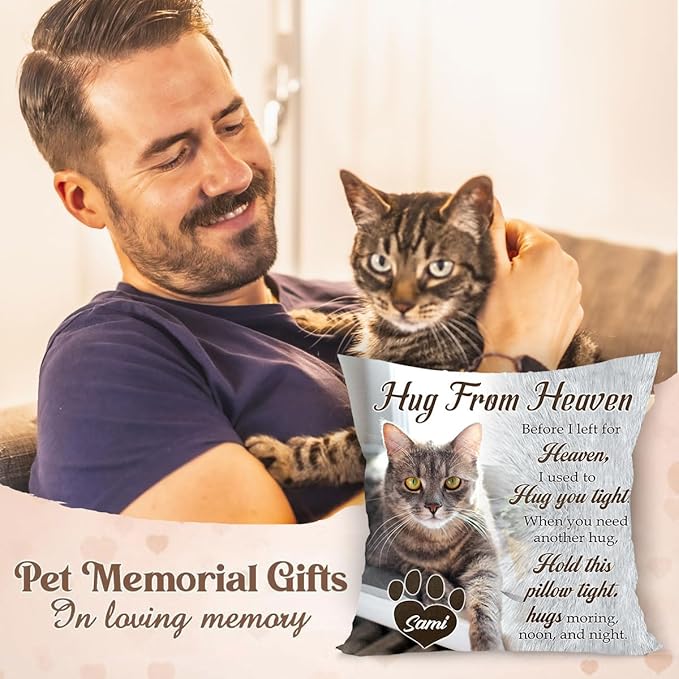 Personalized Pet Memorial Throw Pillow (Insert Included), Cat Memorial Pillow, Cat Memorial Gifts For Loss Of Cat, Loss Of Cat Sympathy Gift, Cat Remembrance Gifts, Dog Memorial Gifts For Loss Of Dog