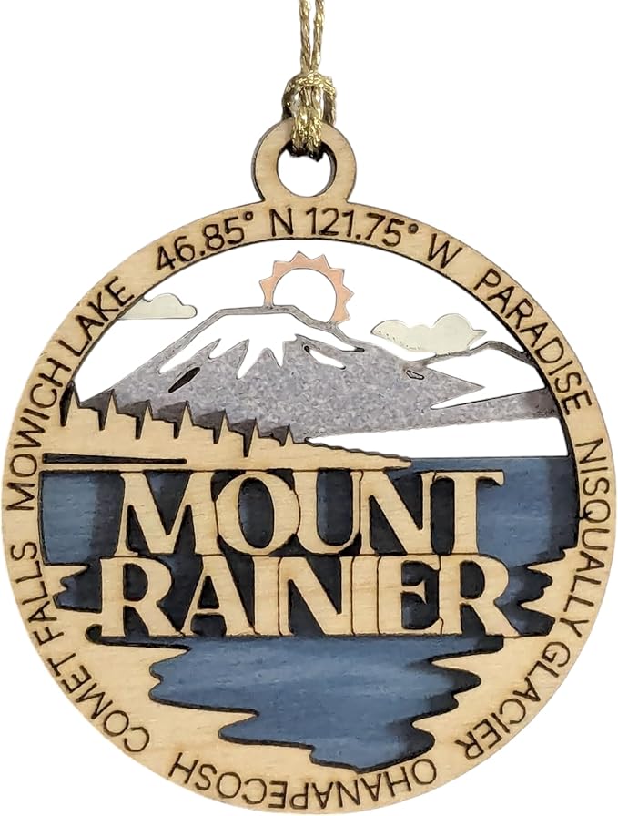 Mount Rainier National Park Wooden Ornament - Handcrafted 3" Christmas Decoration Featuring Mowich Lake