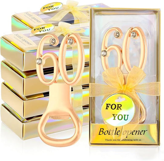 24PCS Gold 60th Bottle Opener for 60th Birthday Favors 60th Gold Wedding Party Gifts 60 Birthday Party Souvenirs or Decorations for Guests (24, 60)