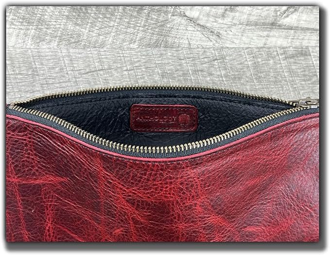 Leather Pouch with Zipper (Canyon Rouge, Medium 10.5" x 7")