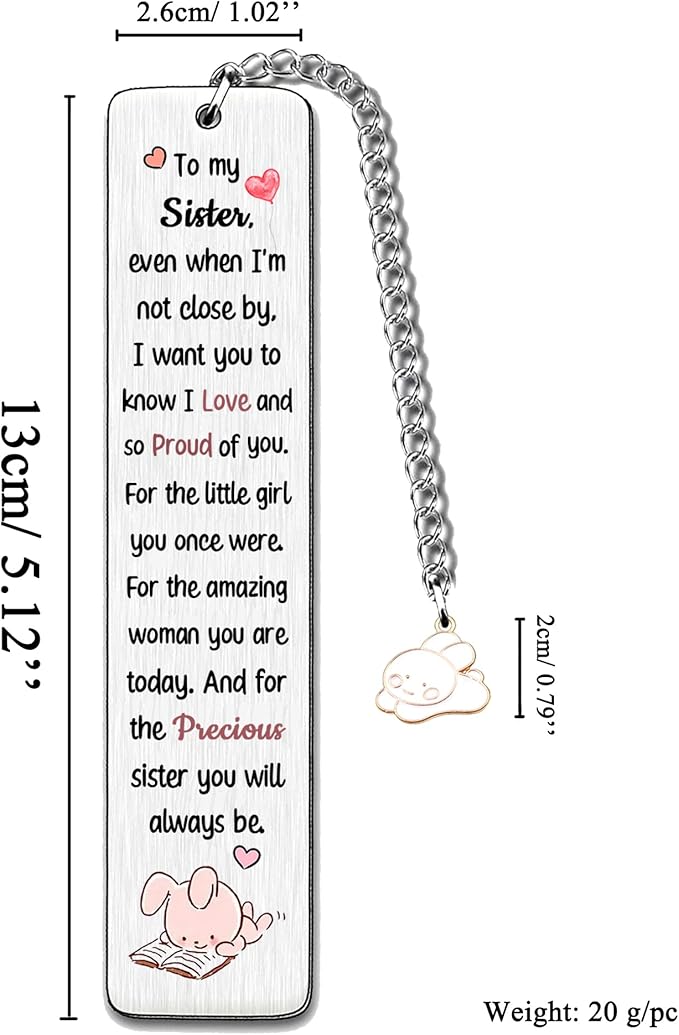 Sister Bookmarks Birthday Gift Christmas Encourage Bookmark Teens Graduation Distance Farewell Back to School Present Appreciate Reminder Go to University I Love You Keepsakes from Big Little Sis Bro