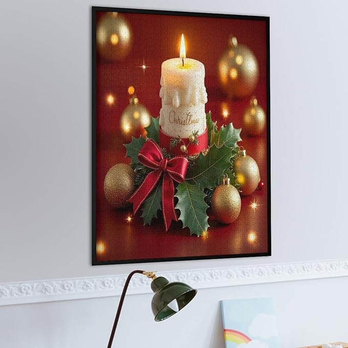 Jigsaw Puzzles for Adults 1000 Piece - Christmas Atmosphere Candle Light，Merry Christmas Themed Wooden Puzzles，Stress Relief Games，Puzzle Games Challenge Puzzles，Educational Games