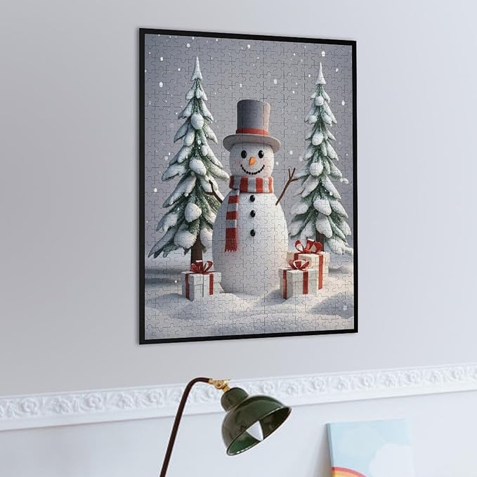 Wooden Puzzles for Adults 500 Pieces, Christmas Winter Snowman, Each Piece is Unique and Perfectly Put Together, are Special Home Decorations, Fun Puzzles, Party Games, Family Toys