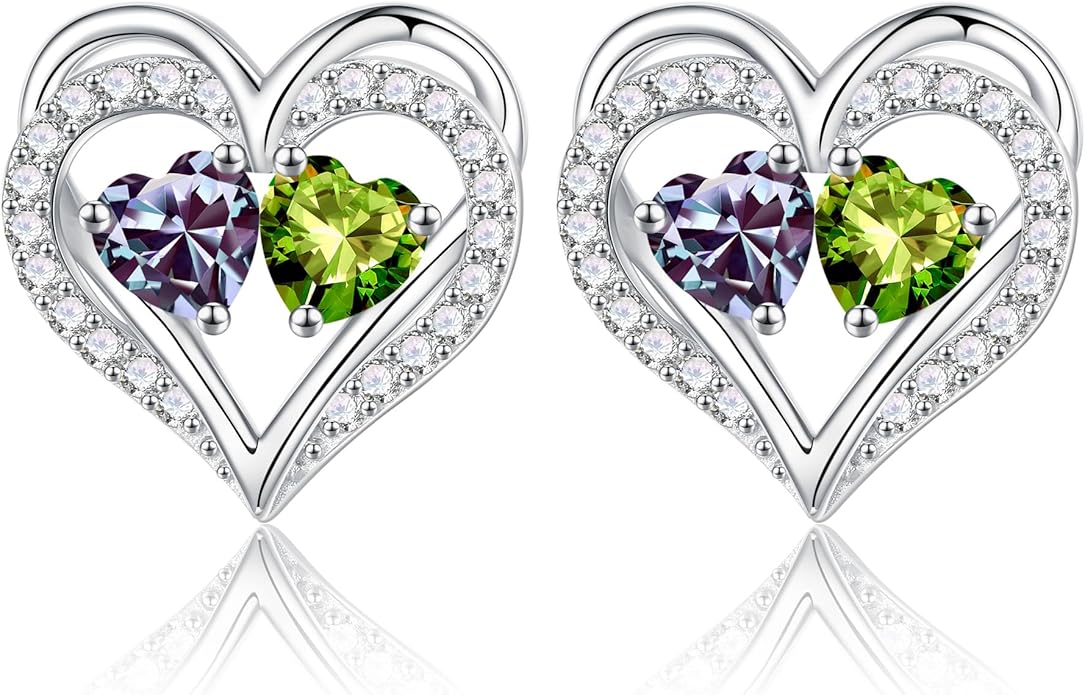 Iefil Valentines Day Gifts for Her - 925 Sterling Silver Birthstone Earrings, Anniversary Birthday Gifts for Women Wife Girlfriend Mom