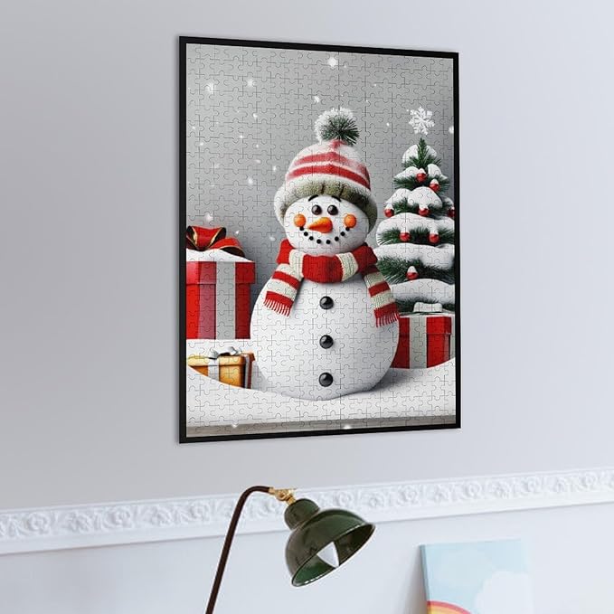 Wooden Puzzles for Adults 500 Pieces, Christmas Winter Snowman, Each Piece is Unique and Perfectly Put Together, are Special Home Decorations, Fun Puzzles, Party Games, Family Toys