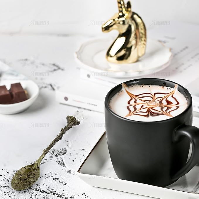 AUEAR, Retro Crystal Antique Alloy Spoon Coffee Tea Dessert Mini Ice Cream Decorative Spoons Set for Home Office (5 Pack)