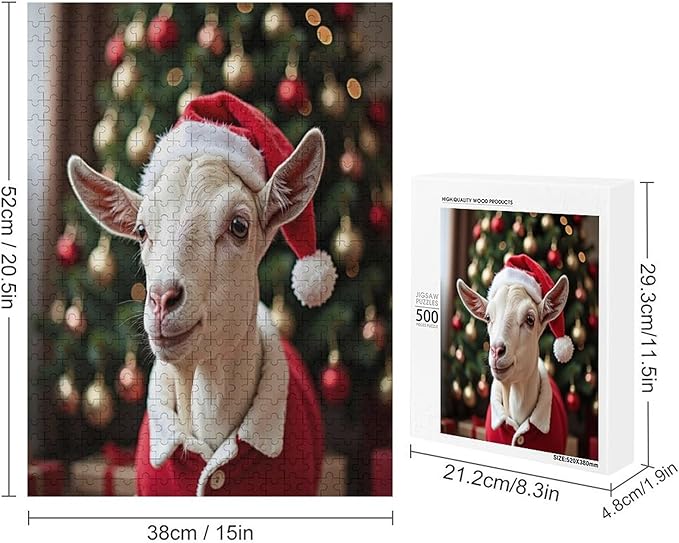Christmas Sweater Goat Wooden Puzzle 500 Pieces Jigsaw Puzzles for Adults Puzzle Educational Toys Challenging Fun Games Gifts for Elders Kids Family and Friends