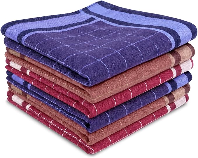 Zenssia Pure Cotton Men's Soft Handkerchiefs Assorted Color Pack of 6 Gift Set