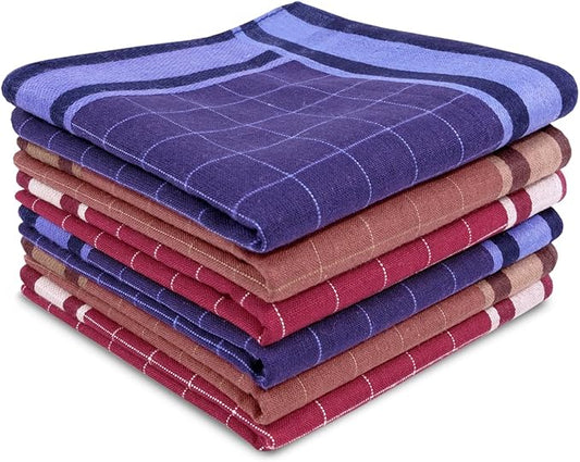 Zenssia Pure Cotton Men's Soft Handkerchiefs Assorted Color Pack of 6 Gift Set