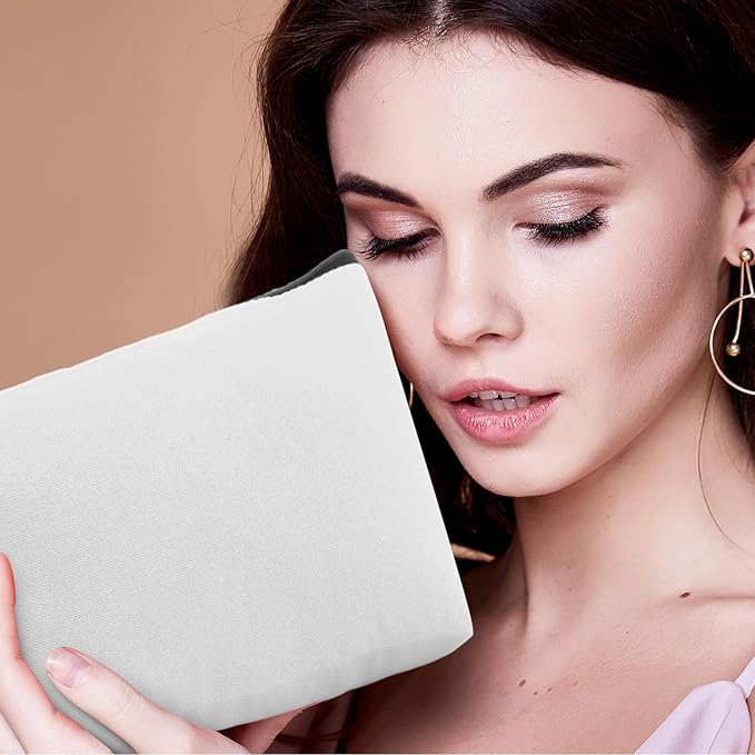 Saintrygo 30 Pcs Makeup Bag Travel Canvas Cosmetic Bag Bulk Multipurpose Small Makeup Pouch for Purse Portable Blank Zipper Toiletry Organizer DIY for Women Assorted Color(White,9.8 x 5 x 2 Inch)