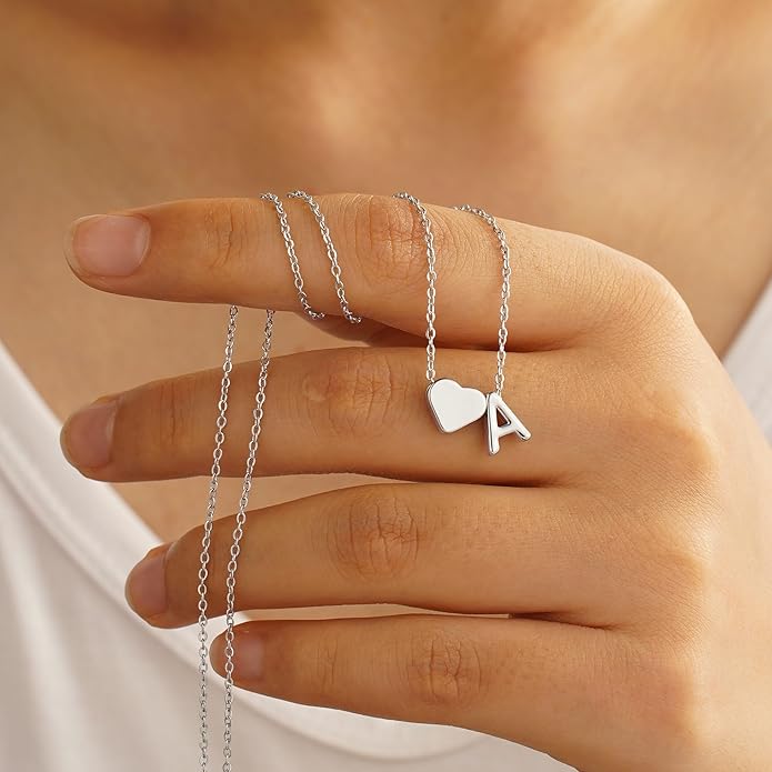 Turandoss Valentines Day Gifts for Kids Teen Girls - Dainty 18K Gold Plated Heart Initial A-Z Pendant Necklace Trendy Jewelry Heart Necklaces Birthday Valentines Day Gifts for Girlfriend Wife Women