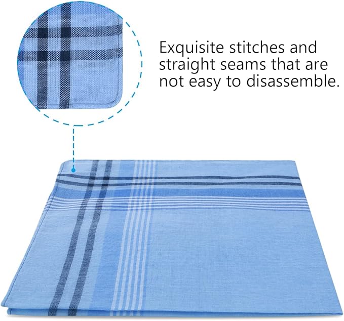 URAQT Men's Handkerchiefs, 12 Pack Gents Hankies, Mens Premium Handkerchiefs Cotton White Pocket Square Hanks for Men Women