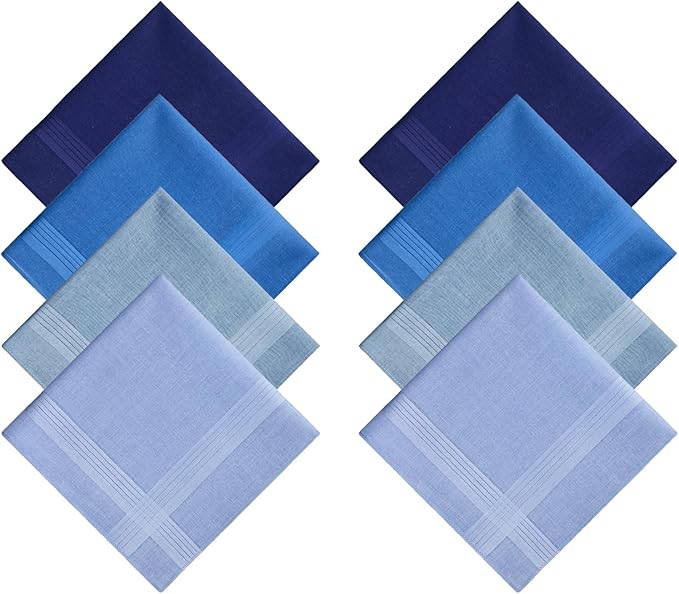 8 Pack Men's Handkerchiefs Cotton Handkerchiefs for Men 16 inch Large Mens Pocket Square Hankies Gents Hankerchieves for Men Women