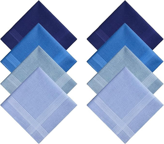 8 Pack Men's Handkerchiefs Cotton Handkerchiefs for Men 16 inch Large Mens Pocket Square Hankies Gents Hankerchieves for Men Women