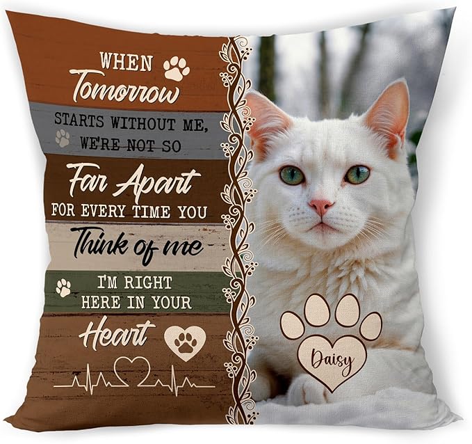 Custom Cat Memorial Throw Pillow (Insert Included), Cat Memorial Gifts, Cat Memorial Pillow, Cat Memorial Gifts for Loss of Cat, Pet Memorial Gifts for Cats, Pet Loss Sympathy Gift