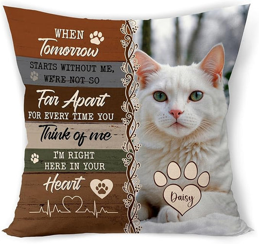 Custom Cat Memorial Throw Pillow (Insert Included), Cat Memorial Gifts, Cat Memorial Pillow, Cat Memorial Gifts for Loss of Cat, Pet Memorial Gifts for Cats, Pet Loss Sympathy Gift