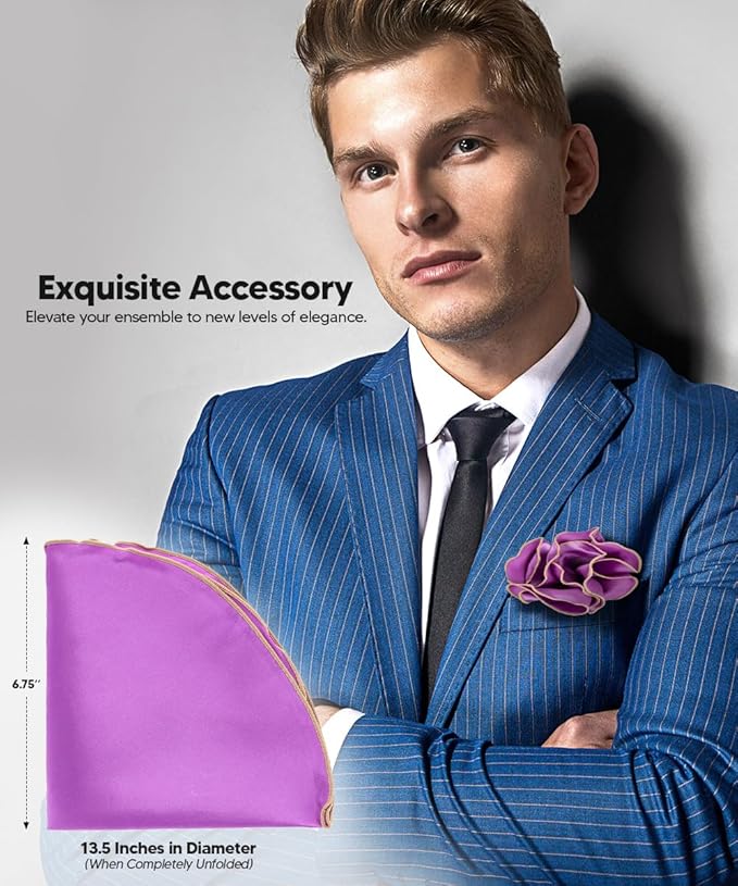 Premium Pre-Folded Four-Point Suit Pocket Square for Men with Sewn Pocket Fold