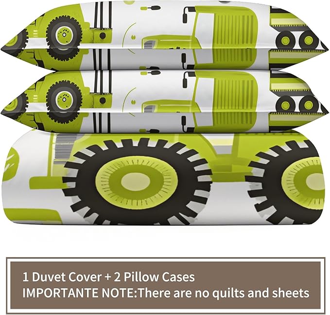 Engineering Vehicle Duvet Cover Full Size Cartoon Tractor Bedding Set Agricultural Vehicle Comforter Set Farm Machinery Car Duvet Cover Soft Microfiber for Bedroom
