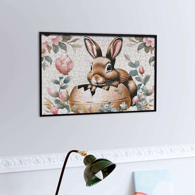 Wooden Puzzle - Easter Bunny Eggs Cute Rabbit Jigsaw Puzzles，Wooden Puzzles for Adults 300 Pieces Challenge Puzzles，Educational Games，Family Puzzles，Unique Gifts for Wall Art