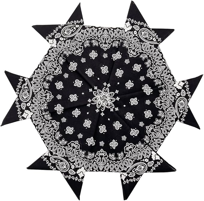 6 Pack 12 Pack Bandanas 2 Sides Printed 22inch Unisex Cowboy Kerchiefs