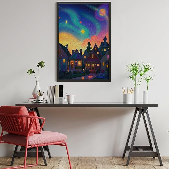 Jigsaw Puzzles for Adults 1000 Piece - Color Dream Town Themed Wooden Puzzles，Challenge Puzzles，Educational Games，Family Puzzles，Unique Gifts for Wall Art ，Funny Puzzles，Stress Relief Games