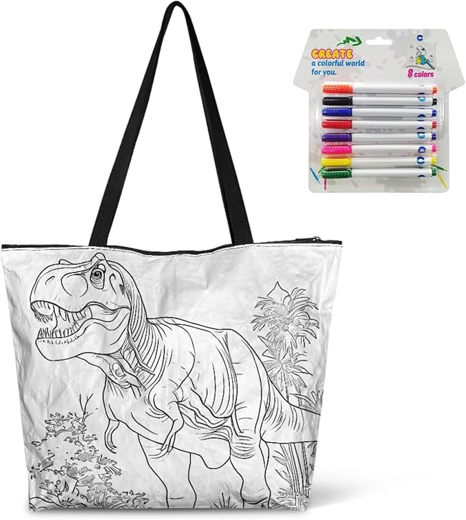 Cartoon Animal Printed DIY Coloring Tote Bag Waterproof Paper Handbags for Women Large Travel Shoulder Bags Purses