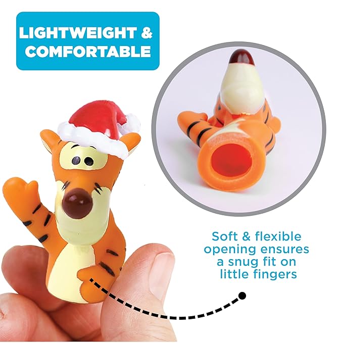Disney Winnie The Pooh 10 Piece Holiday Finger Puppet Set - Educational Play, Party Favors, Bath and Pool Toys, Snow Fun, Playtime Activities