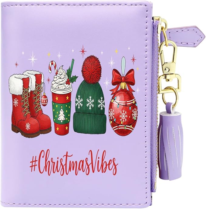 GEEAD Custom Design Small Wallets for Women Bifold Slim Coin Purse Zipper ID Card Holder for Christmas