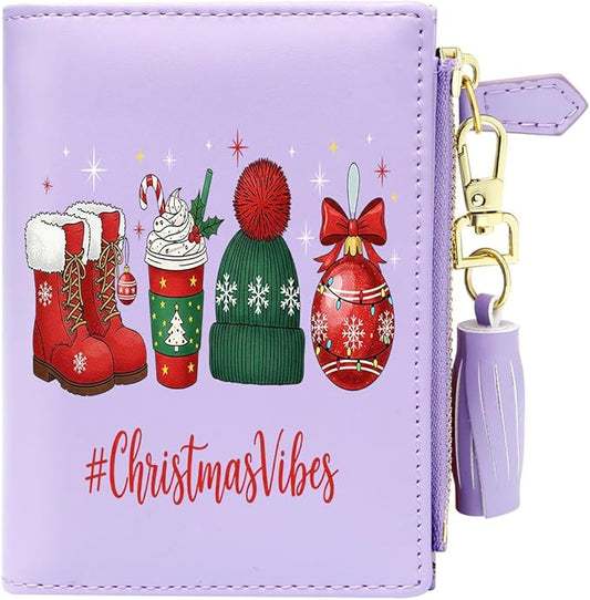 GEEAD Custom Design Small Wallets for Women Bifold Slim Coin Purse Zipper ID Card Holder for Christmas