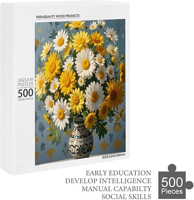 Jigsaw Puzzles for Adults 500 Piece - Chrysanthemum Themed Wooden Puzzles，Unique Gifts for Wall Art ，Funny Puzzles，Stress Relief Games，Puzzle Games Challenge Puzzles