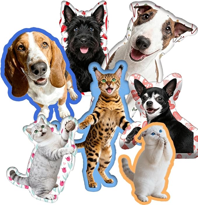 Custom Pillow - Personalized Face Pillow with Picture for Pet Dog Cat - Customized Stuffed Animal Photo Pillows Fathers Day Memorial Gifts - Double Sided Print, 11 Sizes (10 inch)