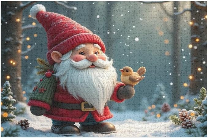 Wooden Puzzle - Vintage Christmas Gnome Wooden Puzzles for Adults 1000 Pieces Challenge Puzzles，Educational Games，Family Puzzles，Unique Gifts for Wall Art ，Funny Puzzles