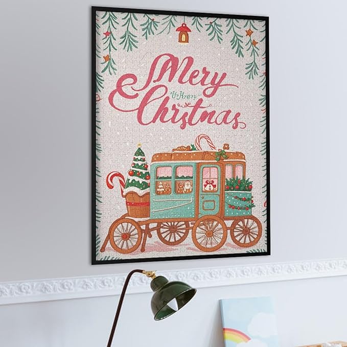 Wooden Puzzle - Christmas Gingerbread Express Train Jigsaw Puzzles，Wooden Puzzles for Adults 1000 Pieces Unique Gifts for Wall Art，Challenge Puzzles，Educational Games，Family Puzzles