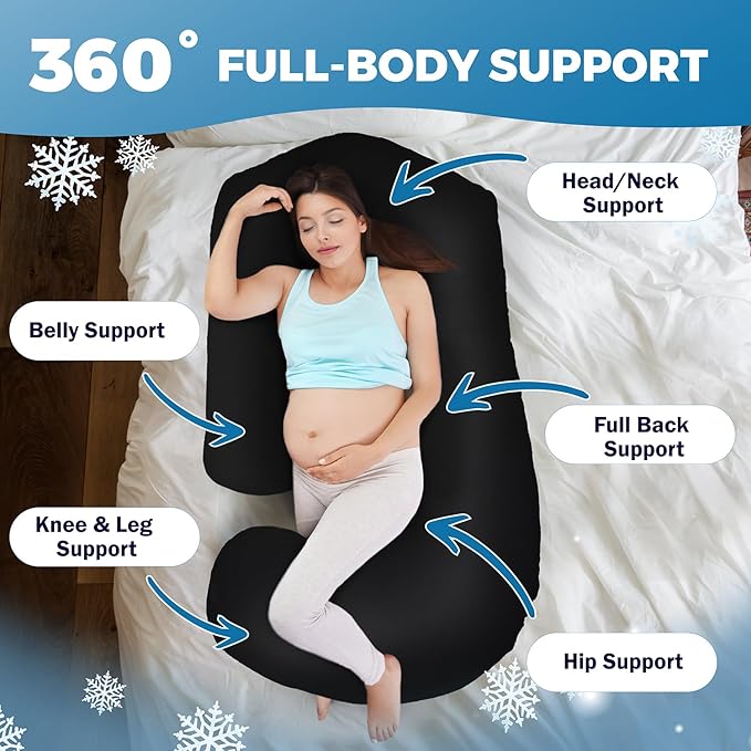 PILLANI Pregnancy Pillows for Sleeping - V C U Shaped Full Body Pillow with Removable Cover, 57inch Cooling Maternity Pillow for Pregnant Women, Support for Back Belly Legs Hip - Pregnancy Must Haves