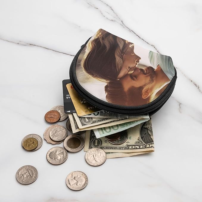 Custom Coin Purse Personalized Change Purse Design Your Photo Logo Name Change Purse Wallet Zipper Durable Cash Pouch Storage Bag for Women Gifts (Style 2)